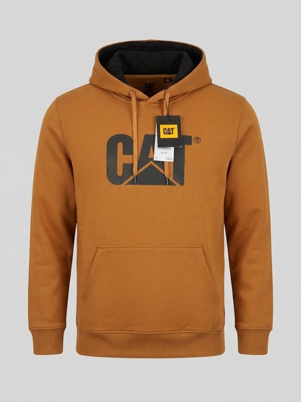 Caterpillar Men's Black CAT Logo Pullover Fleece Hoodie – Brown Size Extra Large